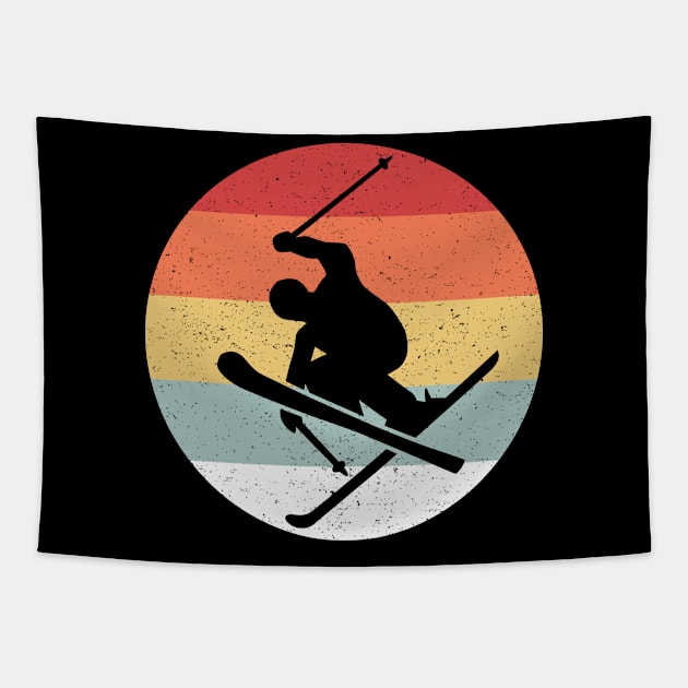 Skiing Vintage 70s 80s Silhouette Distressed Tapestry by juliannacarolann46203