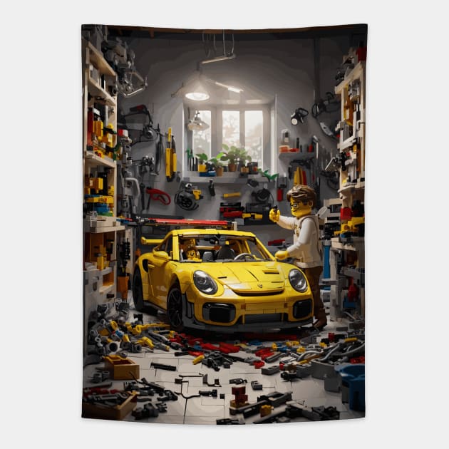 Technician German Sports Car Yellow Tapestry by VENZ0LIC