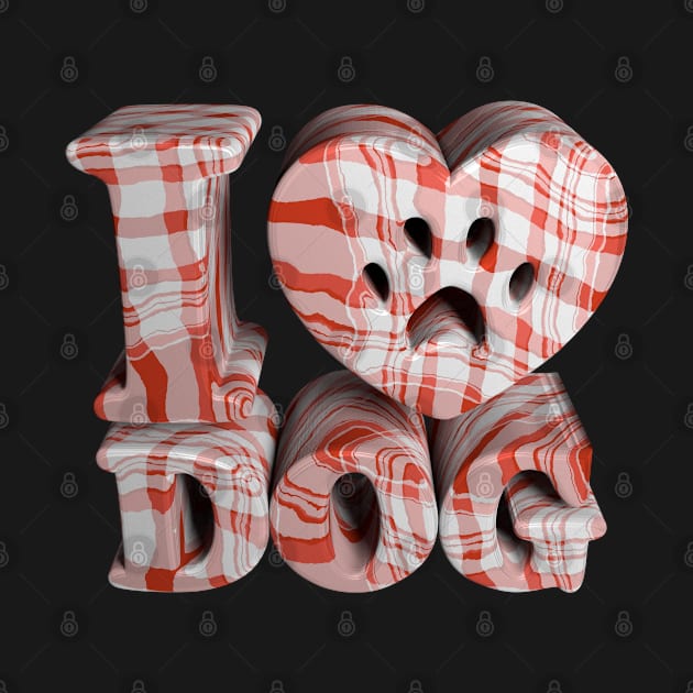 3D I Love Dog - Checkered by 3DMe