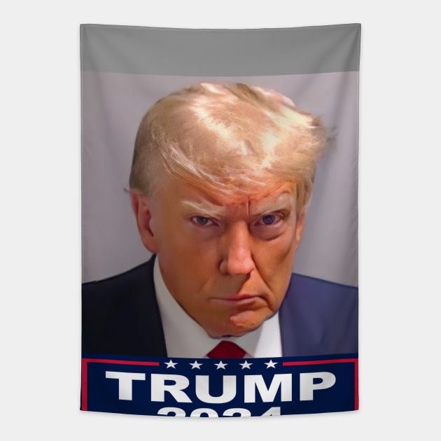 TRUMP MUGSHOT - 2024 Tapestry by LedgeableDesigns