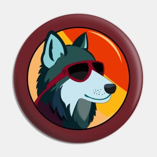 Wolf face with sunglass Pin