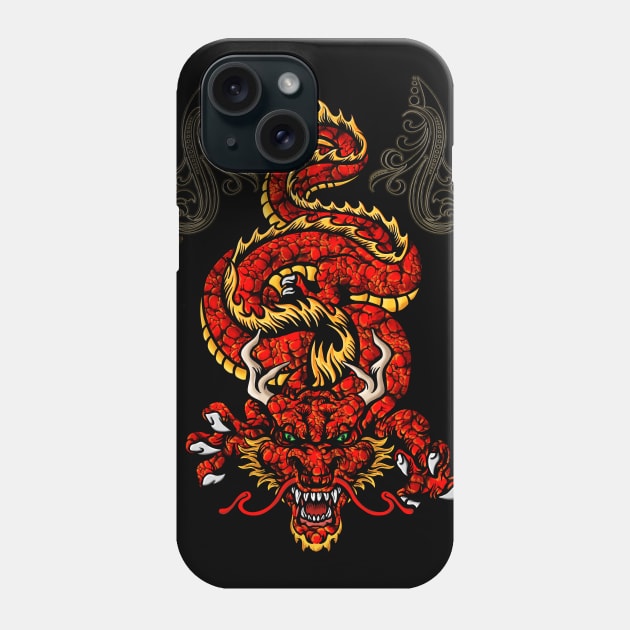 Awesome angry asian dragon Phone Case by Nicky2342