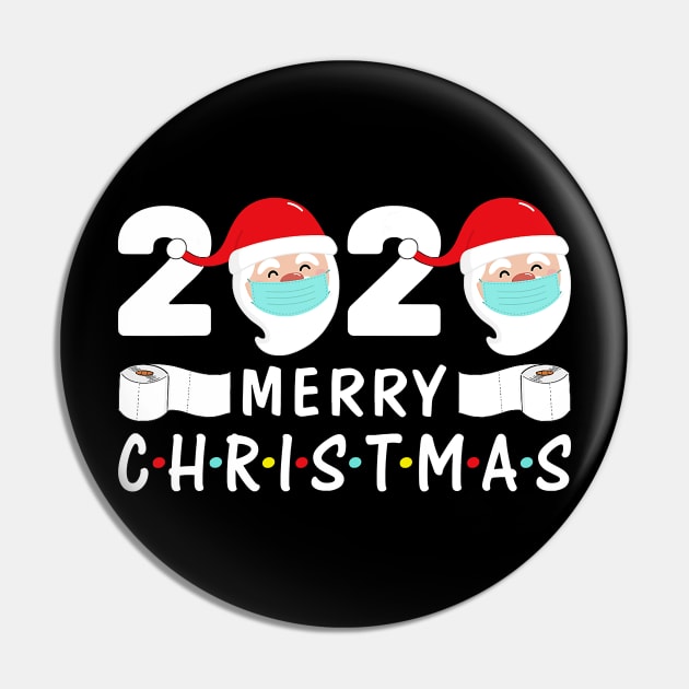 Merry Christmas 2020 Quarantine Christmas Santa Face Mask Pin by lostbearstudios