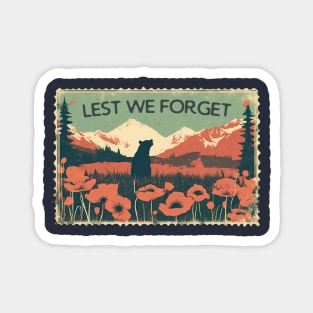 Lest We Forget Poppy Flowers of Anzac Day New Zealand and Aussie Soldiers Magnet