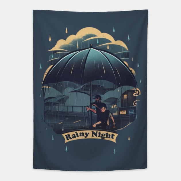 rainy night Tapestry by AOAOCreation