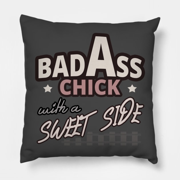 Bad Ass Chick With A Sweet Side - Girls Fashion Pillow by tatzkirosales-shirt-store