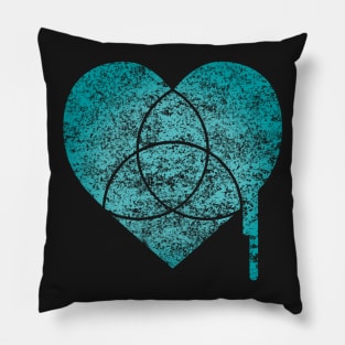 turquoise chart heart Pillow