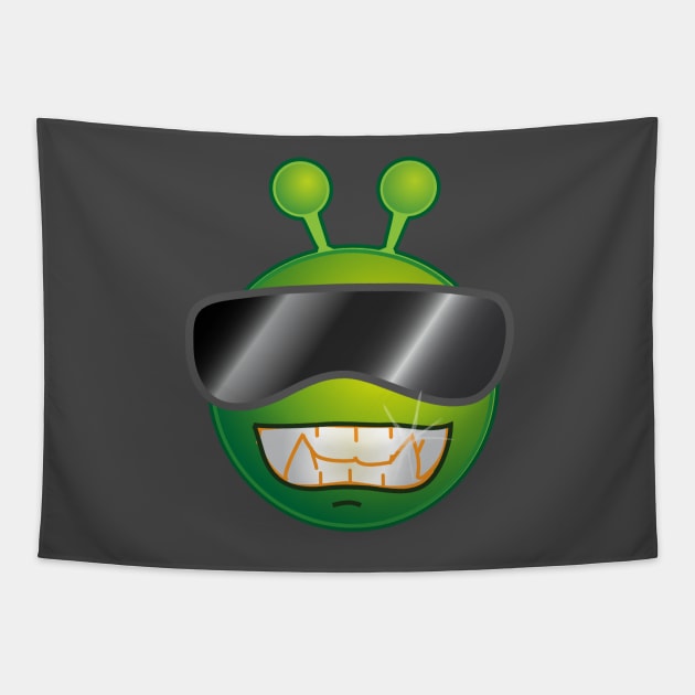 Funny Alien Monster ET Extraterrestrial Martian Green Man Emoji for Women, Men and Kids 2 Tapestry by PatrioTEEism