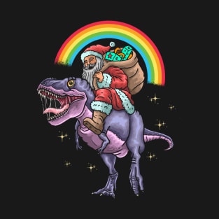 Santa claus ride dinosaur T-Shirt