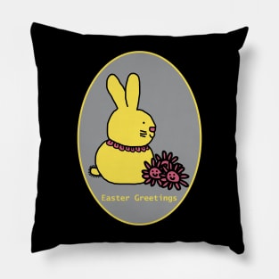 Happy Easter Greetings from the Easter Bunny with Flowers Pillow