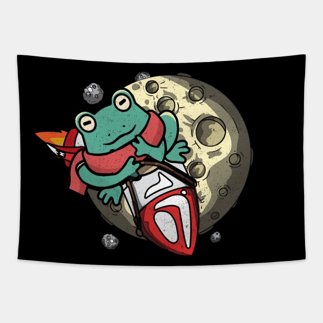 I Just Really Like Frogs Funny Rocket Frog Lover Tapestry by alcoshirts