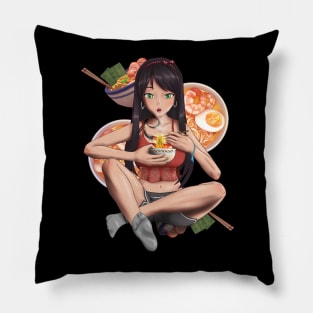 Anime Girl and Ramen | Anime Girl and Foods Collection Item -2 Pillow