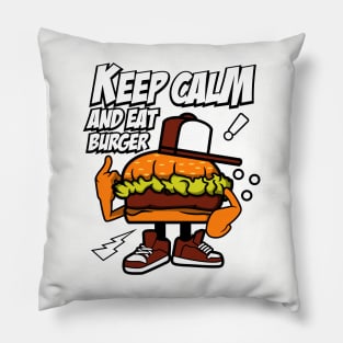 KEEP CALM AND EAT BURGER CARTOON Pillow