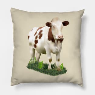 Cow In A Patch Of Grass Pillow