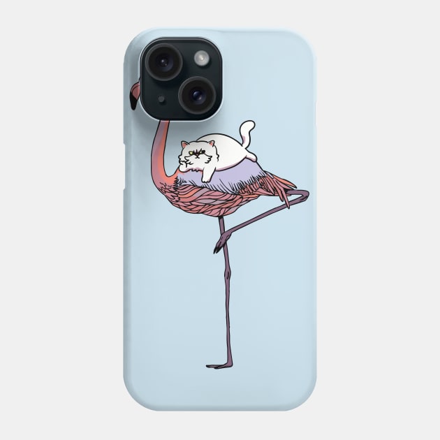 Flamingo and persian cat Phone Case by huebucket