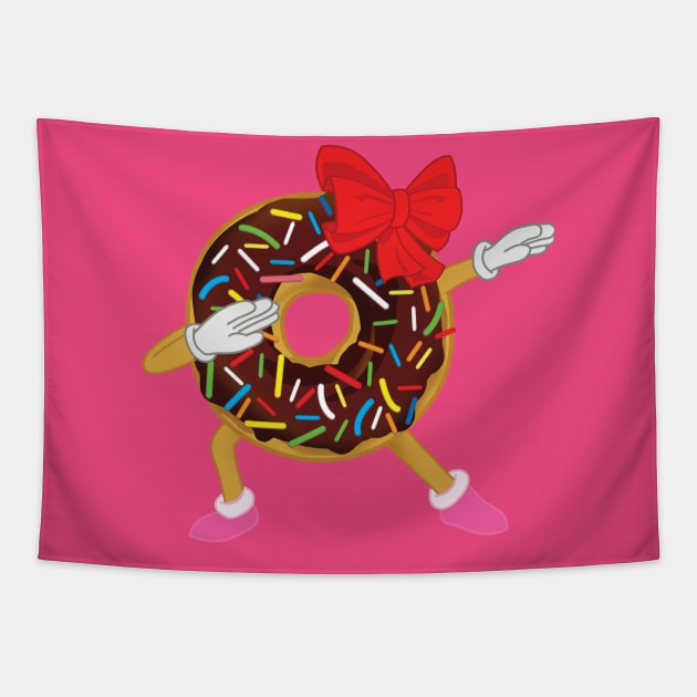 Funny Dabbing Girl Birthday Gift Chocolate Sprinkles Donut Tapestry by olmacdonald1