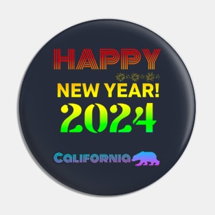 Happy New Year 2024 California Pin