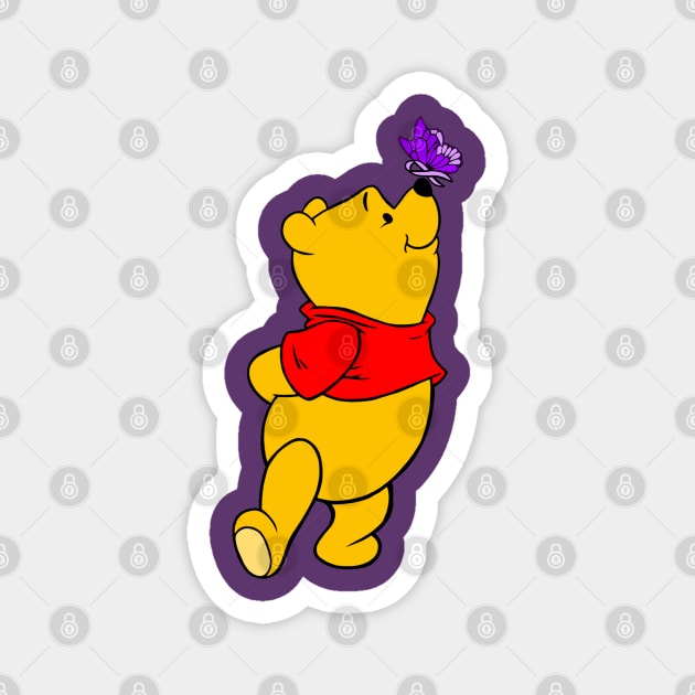 Yellow Bear with Awareness Ribbon Butterfly (Purple) Magnet by CaitlynConnor