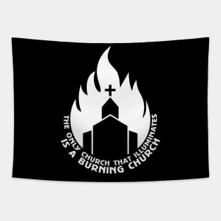 Burning church Tapestry