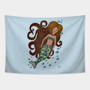 Mermaid with Bubbles Tapestry