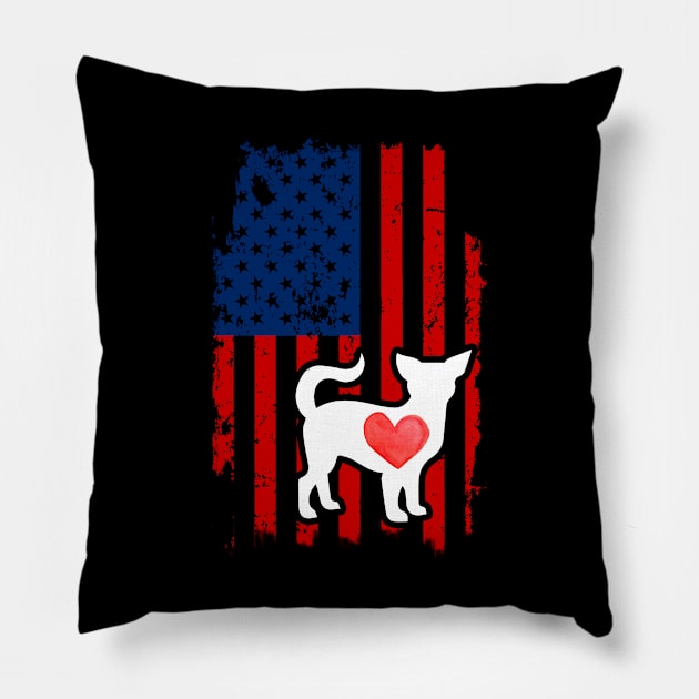 Chihuahua Merica Usa American Flag Pillow by DollochanAndrewss