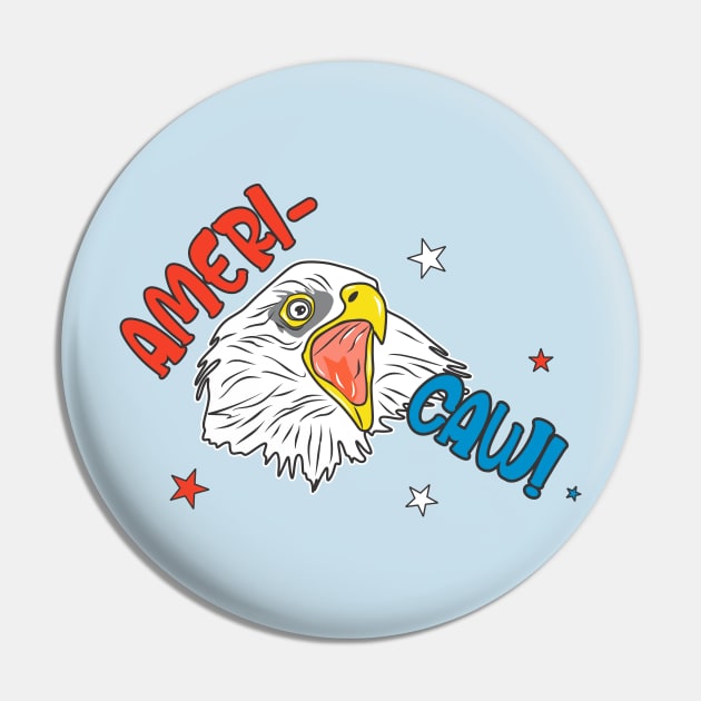 Patriotic 4th of July Murica Bald Eagle Pin by FreckleFaceDoodles