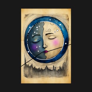 Sleeping Moon Over City T-Shirt