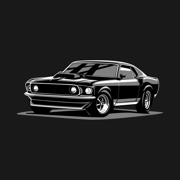 Ford Mustang gt boss 429 1969 illustration graphics by ASAKDESIGNS