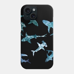 Hydro Flask stickers - ocean blue shark group with sea wave texture | Sticker pack set Phone Case