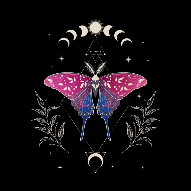 Bisexual Luna Moth Celestial Cottagecore LGBT Pride Flag by Psitta