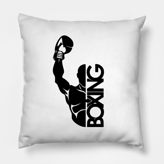 Boxing champ Pillow by black and white prints