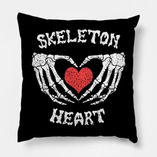 Vintage Skeleton Bones Heart Halloween Pillow