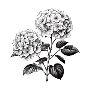 Hydrangea Flower Monochrome T-Shirt