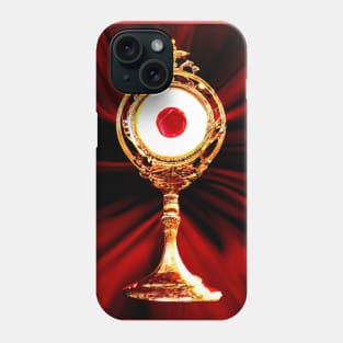 3D Look Artificial Intelligence Art of a Eucharistic Miracle Body and Blood of Christ in a Monstrance Phone Case