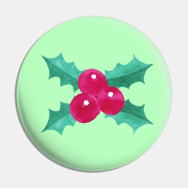 Green Festive Holly Berries Pin by Steph Elle