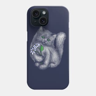 Cute Kitten with Daisies Phone Case