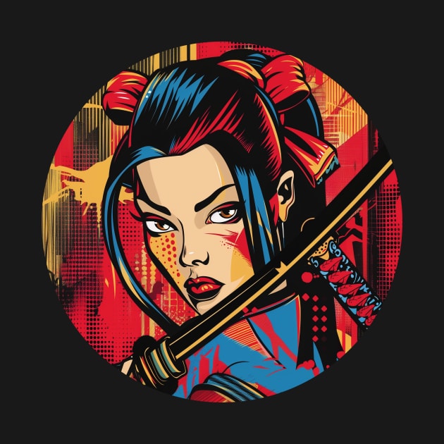 Pop Art Samurai Girl Japanese Woman by Vlaa