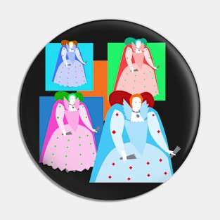 QUEEN ELIZABETH THE FIRST, OF ENGLAND (Elizabeth I of England) - WARHOL STYLE 4-UP COLLAGE ILLUSTRATION Pin