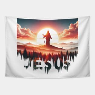 Christian Tshirt Design Siluet Jesus Christ Tapestry