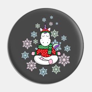 Unicorn christmas yoga Pin