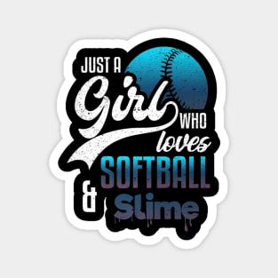 Girl Softball Slime Love Sport And Baseball Player Magnet