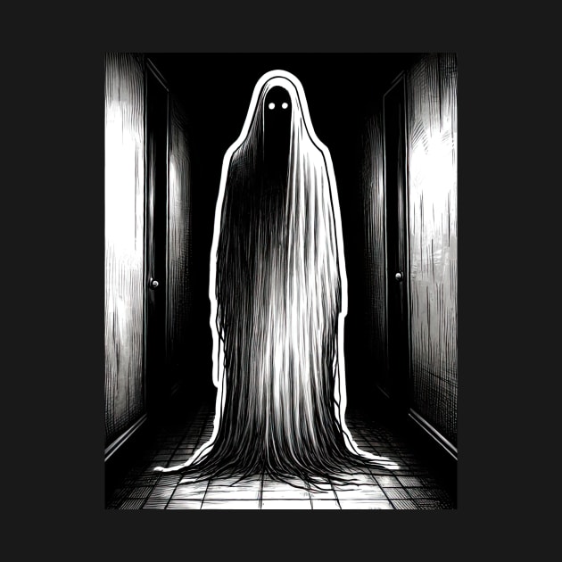 horror ghost in bathroom by Dracoola