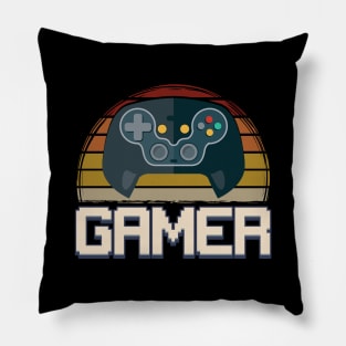 Vintage Retro Gamer Graphic Tees Video Game Player Gift Pillow