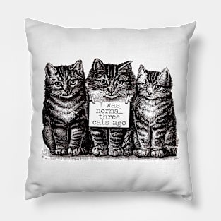 I Was Normal Three Cats Ago Pillow