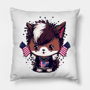 Cute Dog 4th of July Punk Patriot Pooch Pillow