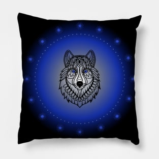 Wolf's Wisdom, Spirit Animal. Totem, Meditative. Pillow