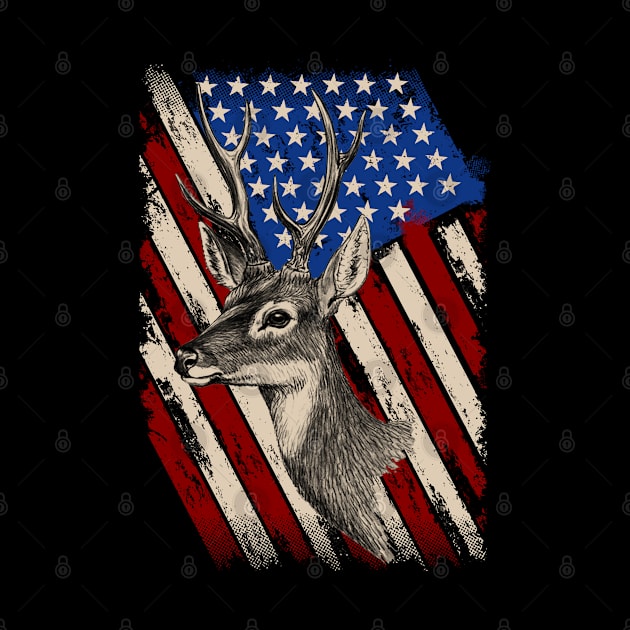 Deer USA Flag Deer Hunting by Africanob