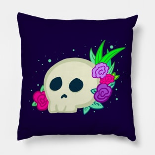 Memento Mori Minimalist Flower Skull Cute and Spoopy Illustration Pillow