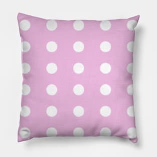 Mask seamless pattern with white polka dots on a tile pastel pink background Pillow