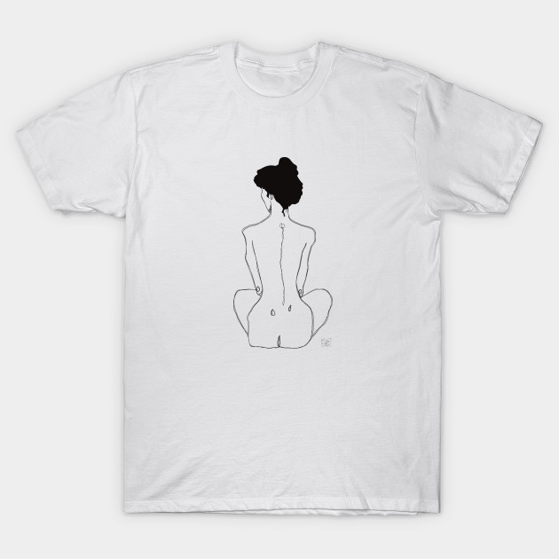 Line Drawing Of Girl Sitting Woman T Shirt Teepublic